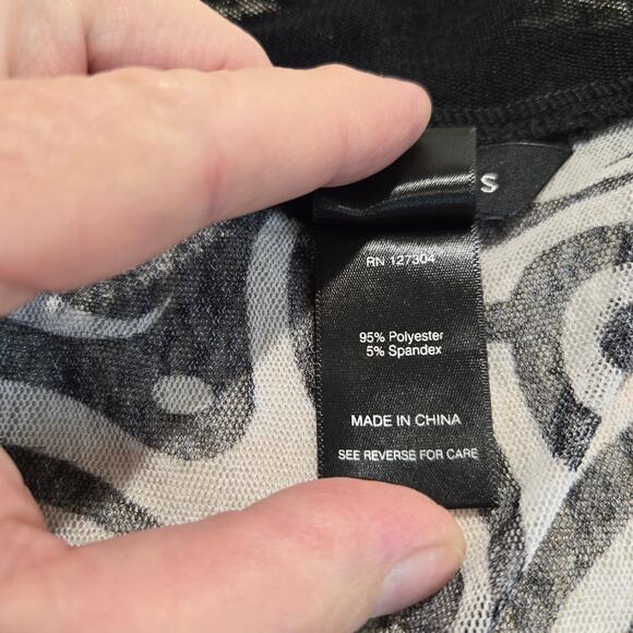 Ali Miles Black/White Mesh Open Front Lightweight Jacket Cardigan Semi-sheer XL - Picture 9 of 12